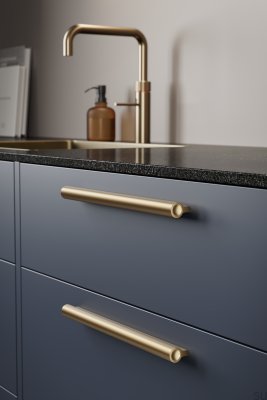 Lucente 224 avlångt möbelhandtag, aluminium, matt guld