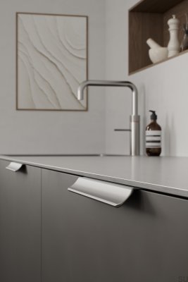 Volet 160 Aluminium Silverkant Möbelhandtag