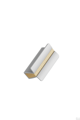 Papillon 32 Aluminium Silver Möbelhandtag med Ekträ