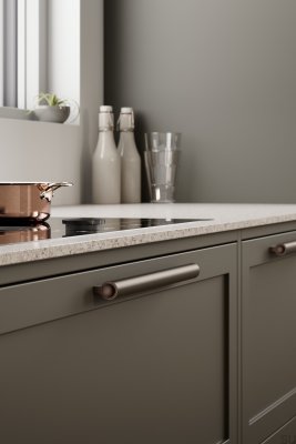 Lucente 1088 avlångt möbelhandtag, aluminium, mattbrun