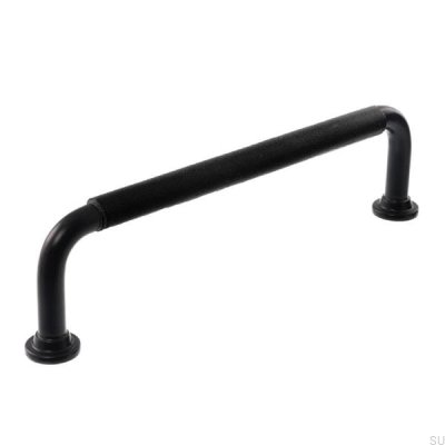 Avlångt möbelhandtag LS 1353 96 Svart med svart läder