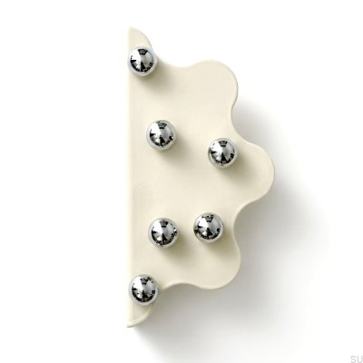 Mare 200 Steel Beige Edge Möbelhandtag med Silver Nickel Balls