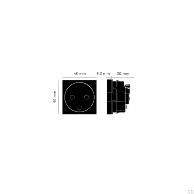 Enkel modulär sockel Typ K Dansk 45mm Vit Europeisk Standard