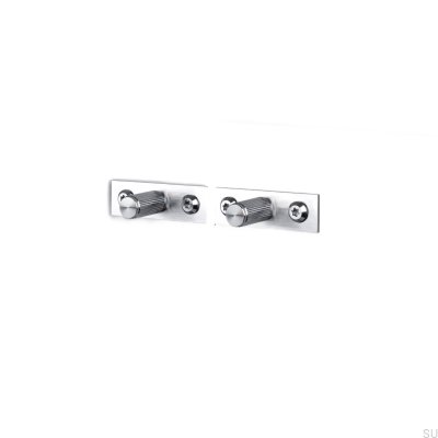 Möbelknopp med bricka Linear Plate 12 Stål Silver (set om 2)