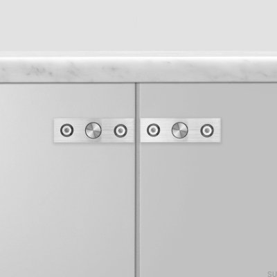 Möbelknopp med bricka Linear Plate 12 Stål Silver (set om 2)