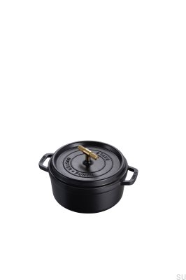 Staub Cocotte-gryta 3,7 l svart stål med räfflat mässingshandtag
