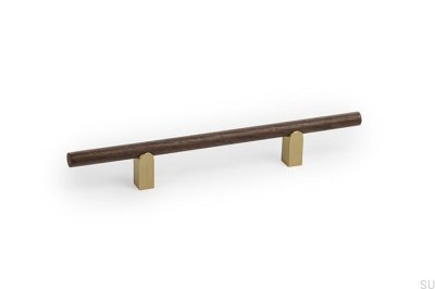 Kumo Wood 128 Trämöbelhandtag, Valnöt med Borstat Guld