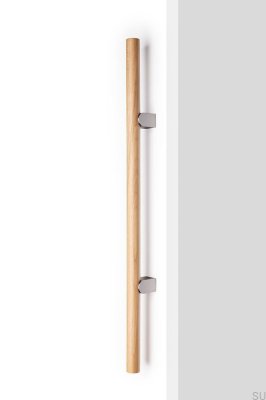 Kumo Wood Big One 1056 Dubbelsidigt Möbelhandtag i Trä i Ek med Silverborstad Aluminium