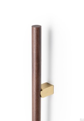 Kumo Wood Big One 1056 Möbelhandtag i trä, valnöt med borstat guld