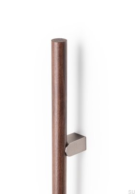 Kumo Wood Big 640 Enkelsidigt Avlångt Möbelhandtag, Valnötsträ med Silverborstad Aluminium