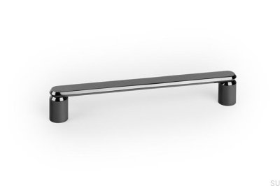 Fase 160 avlångt möbelhandtag, aluminium, svart titan, polerad PVD