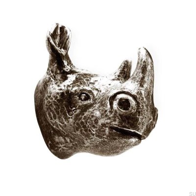Möbelknopp Noshörning Rhino Ancient black