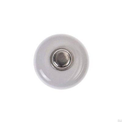Möbelknopp 5311 Porslinsvit med polerad nickel