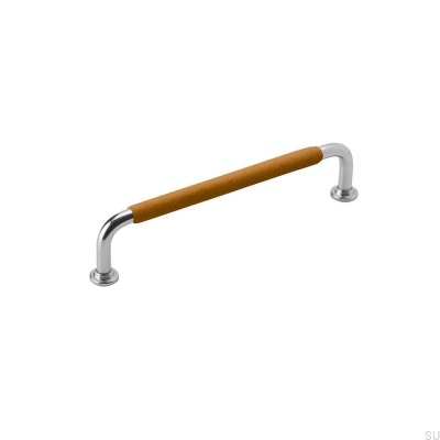 Avlångt möbelhandtag 1353 128 Nickel med läder