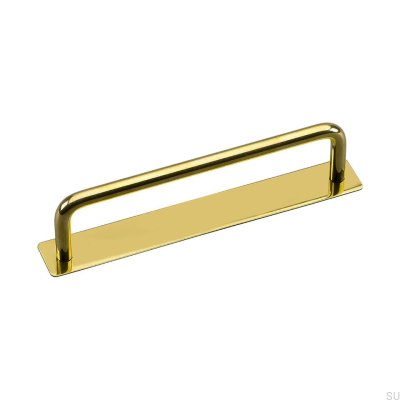 Avlångt möbelhandtag med Royal Deluxe 128 bricka, polerad mässing
