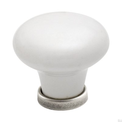 Möbelknopp 24136 Porslin antiksilver